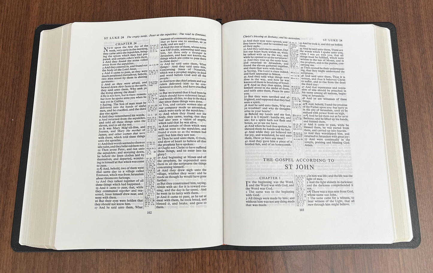 Cambridge Concord Wide Margin Reference Bible, Black Calf Split Leather