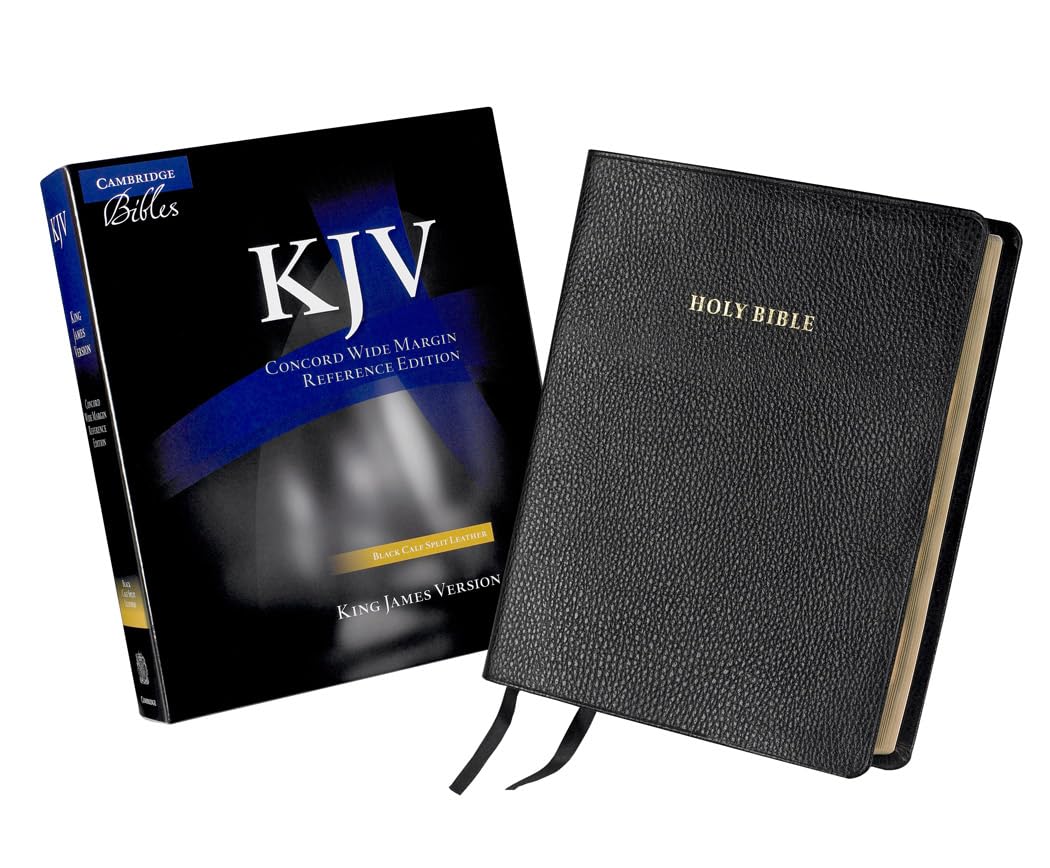 Cambridge Concord Wide Margin Reference Bible, Black Calf Split Leather