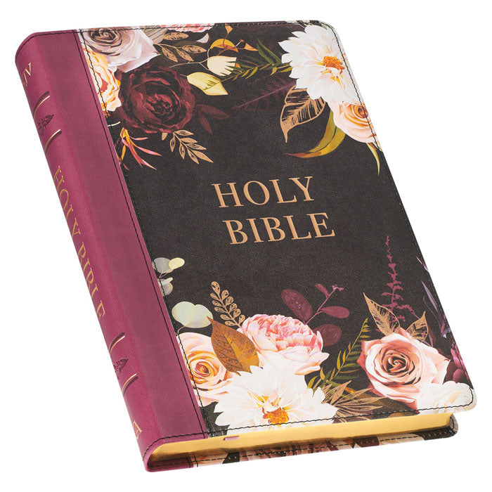 Floral Large Print Thinline Bible w/ Thumb Index