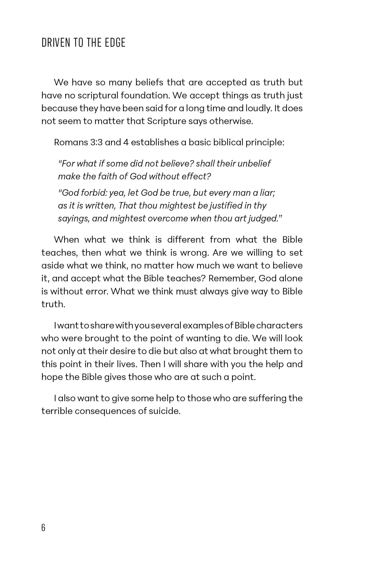 Driven to the Edge: A Biblical Examination of Suicide