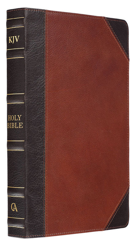 Full Grain Leather Large Print Thinline Bible Brown & Caramel