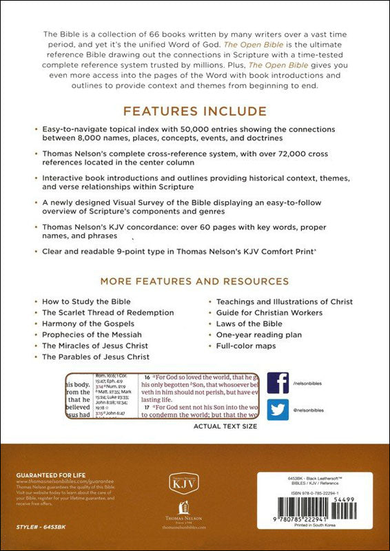 The Open Bible Black Leathersoft