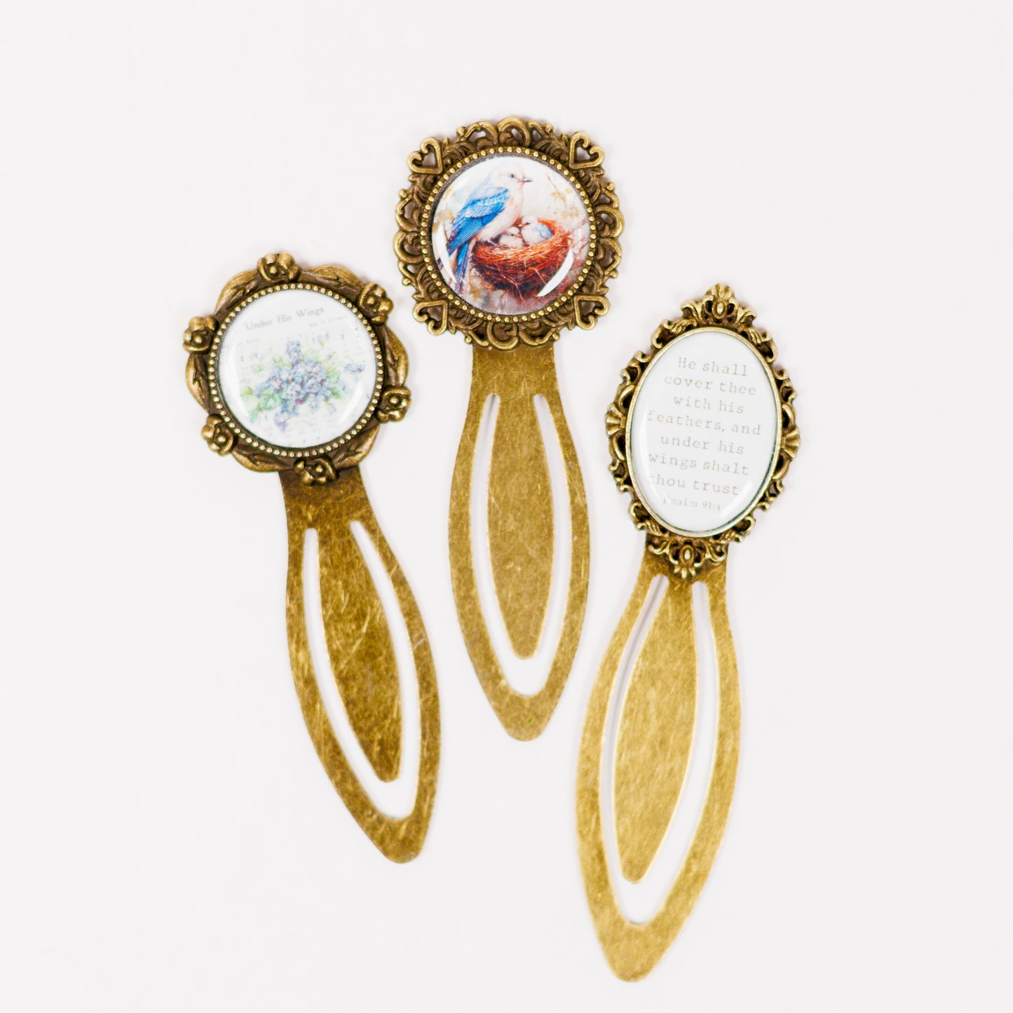 Under His Wings Bronze Bookmark Set