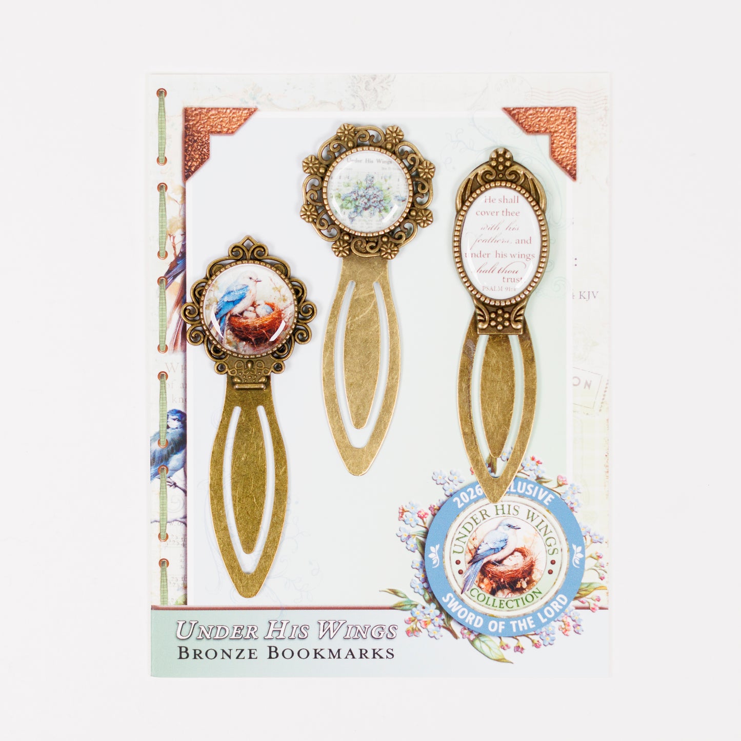 Under His Wings Bronze Bookmark Set