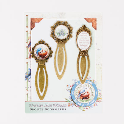 Under His Wings Bronze Bookmark Set