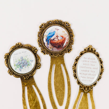 Under His Wings Bronze Bookmark Set