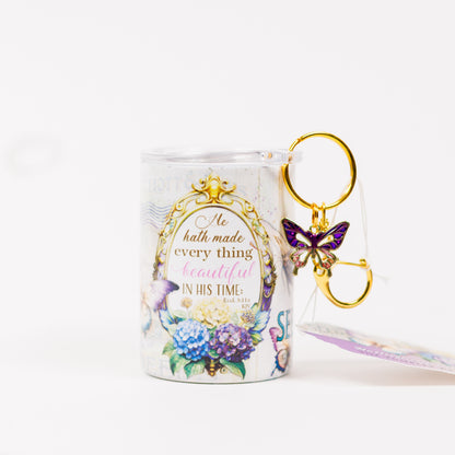 Butterflies & Blooms Mini Tumbler Keychain