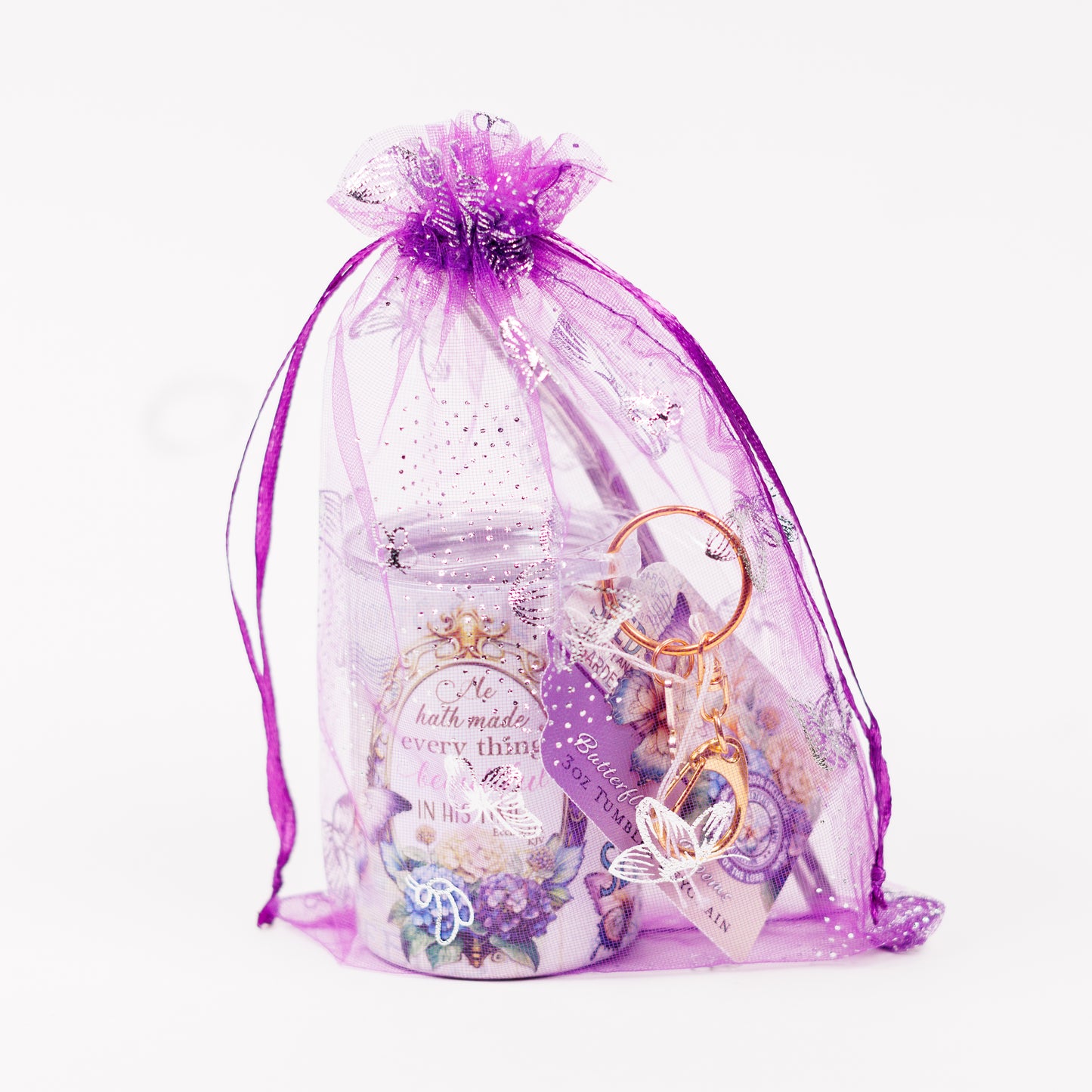 Butterflies & Blooms Mini Tumbler Keychain