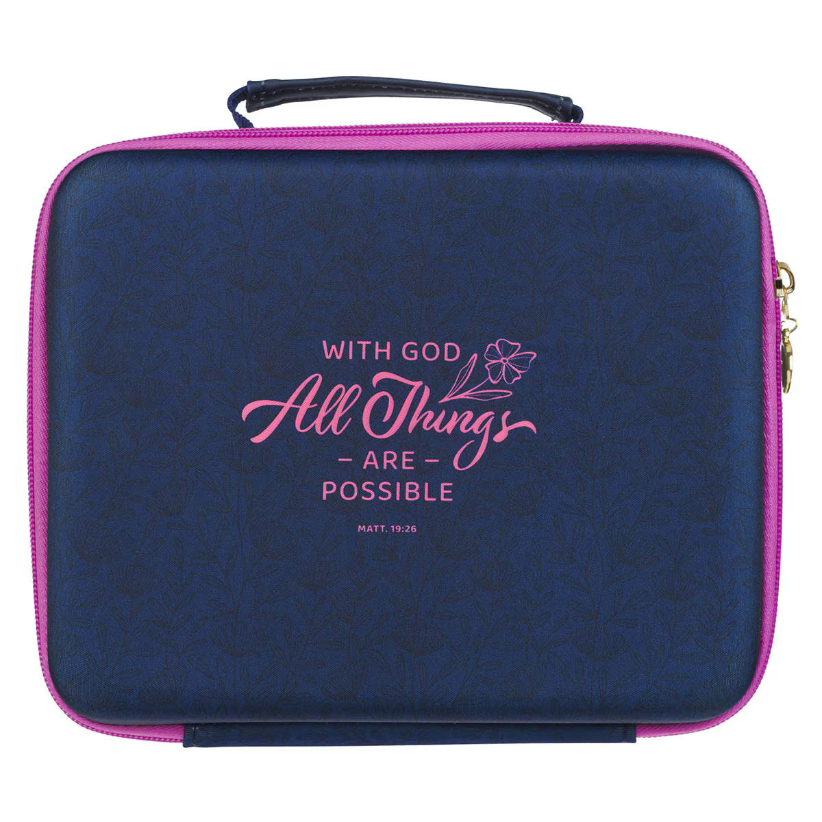 All Things Are Possible Navy Two-fold Organizer Bible Cover - Matthew 19:26