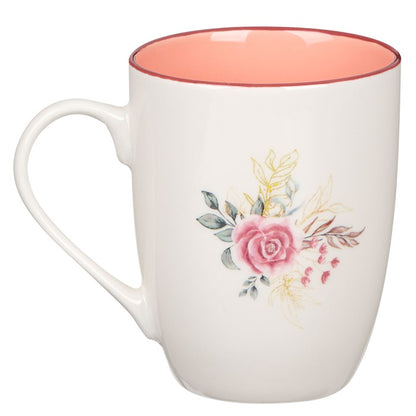 Pink Floral Cross Ceramic Mug