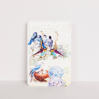 Under His Wings Purple Bird Earrings Set