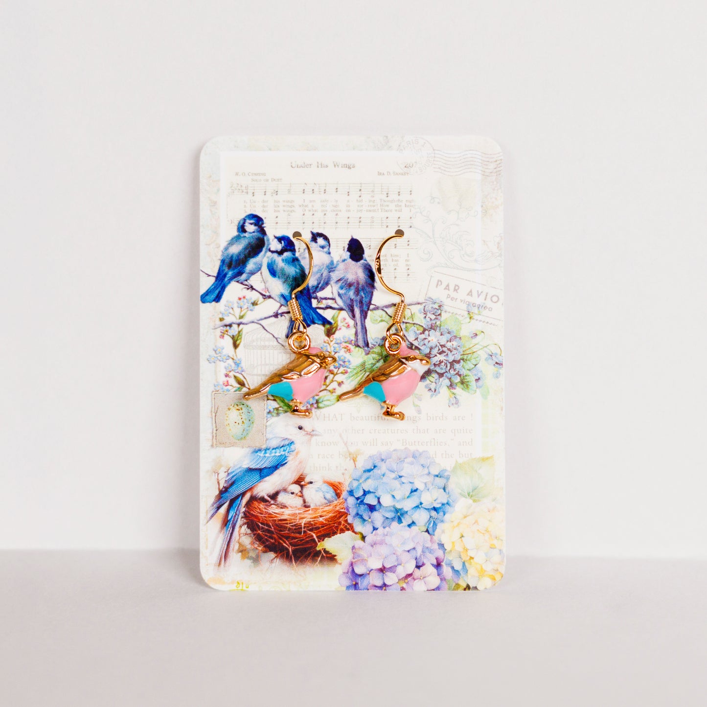 Under His Wings Pink Bird Earrings Set