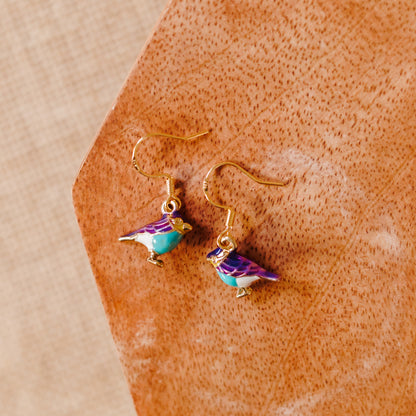 Under His Wings Purple Bird Earrings Set