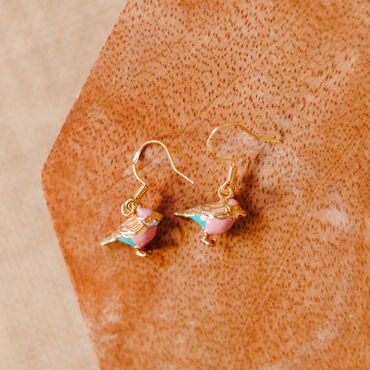 Under His Wings Pink Bird Earrings Set