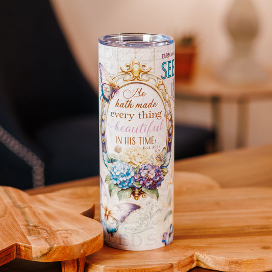 Butterflies & Blooms Stainless Steel Tumbler