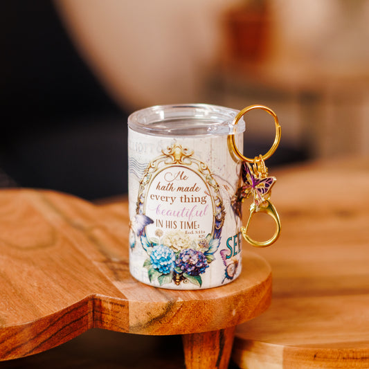 Butterflies & Blooms Mini Tumbler Keychain