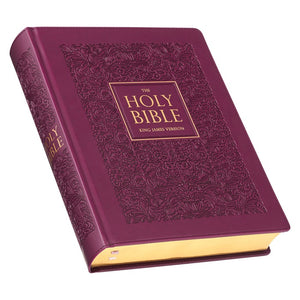 Large Print Note-Taking Bible, Red Plum Hardcover
