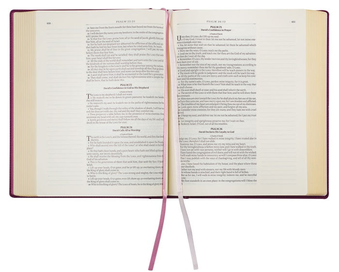 Large Print Note-Taking Bible, Red Plum Hardcover