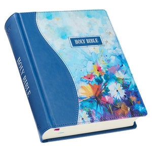 Note-Taking Bible, Blue Floral Hardcover