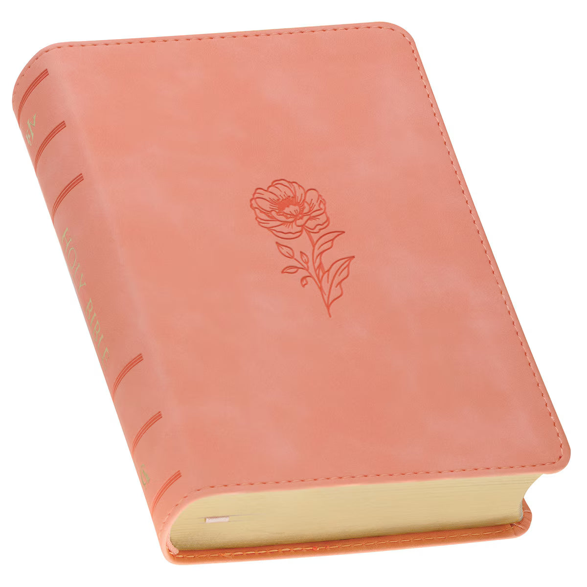 Large Print Compact Floral Coral Dawn Faux Leather Bible