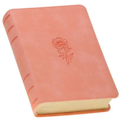 Large Print Compact Floral Coral Dawn Faux Leather Bible