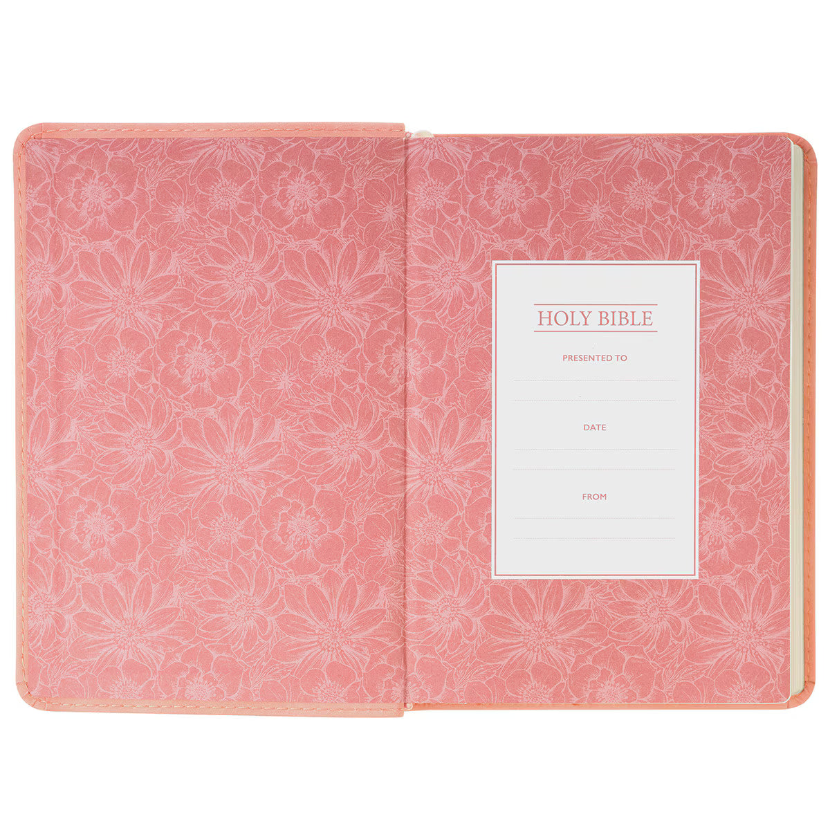 Large Print Compact Floral Coral Dawn Faux Leather Bible