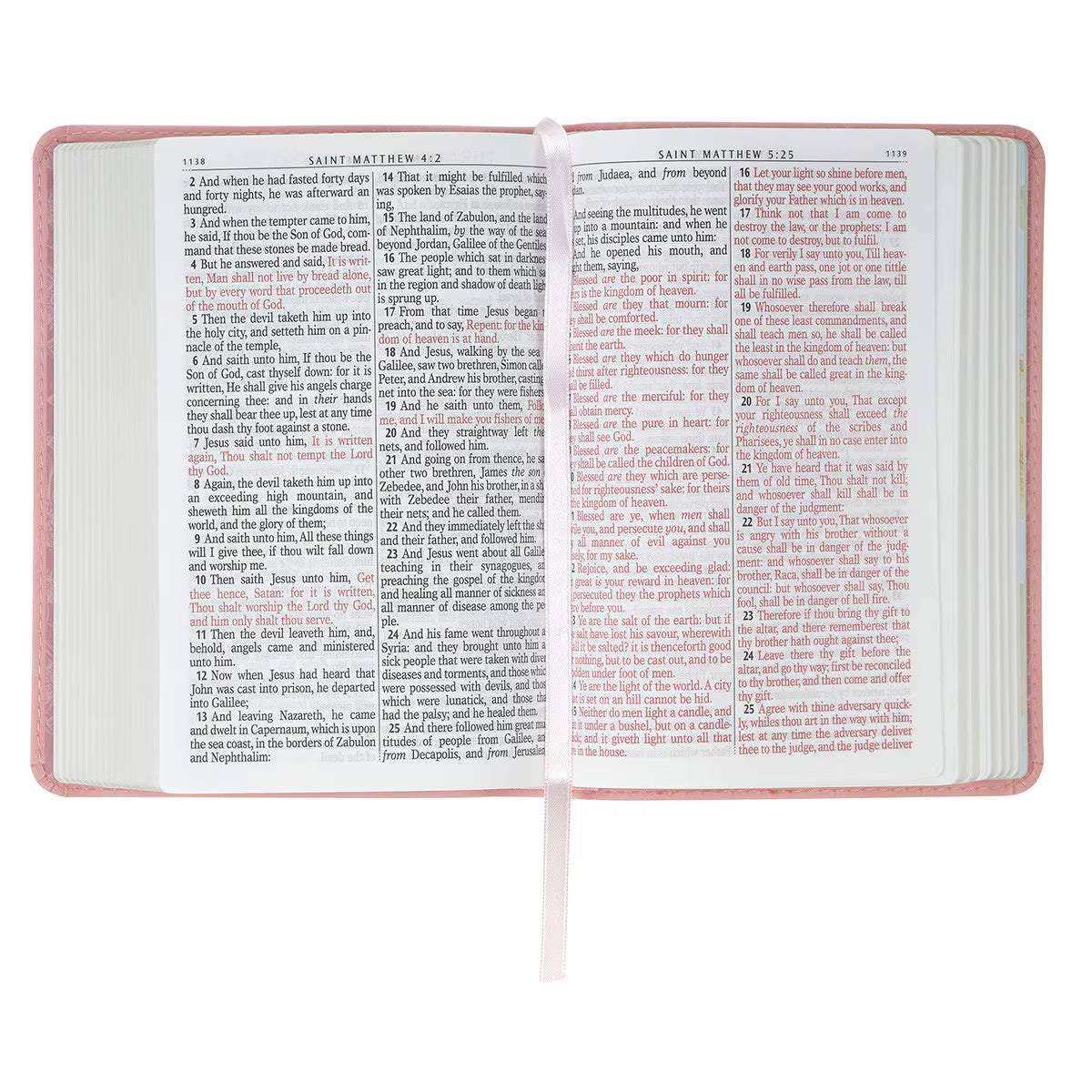 Large Print Compact Floral Coral Dawn Faux Leather Bible