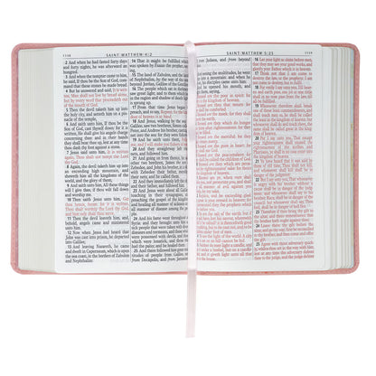 Large Print Compact Floral Coral Dawn Faux Leather Bible