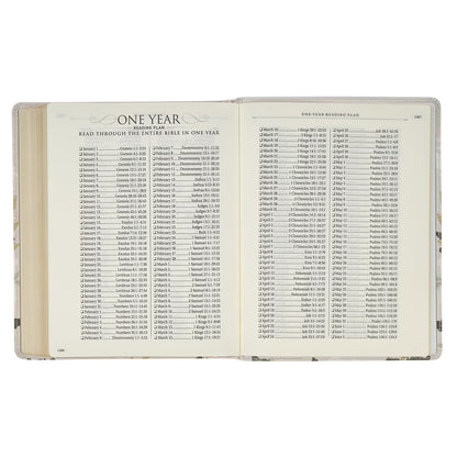 Cream Floral Faux Leather KJV Notetaking Bible