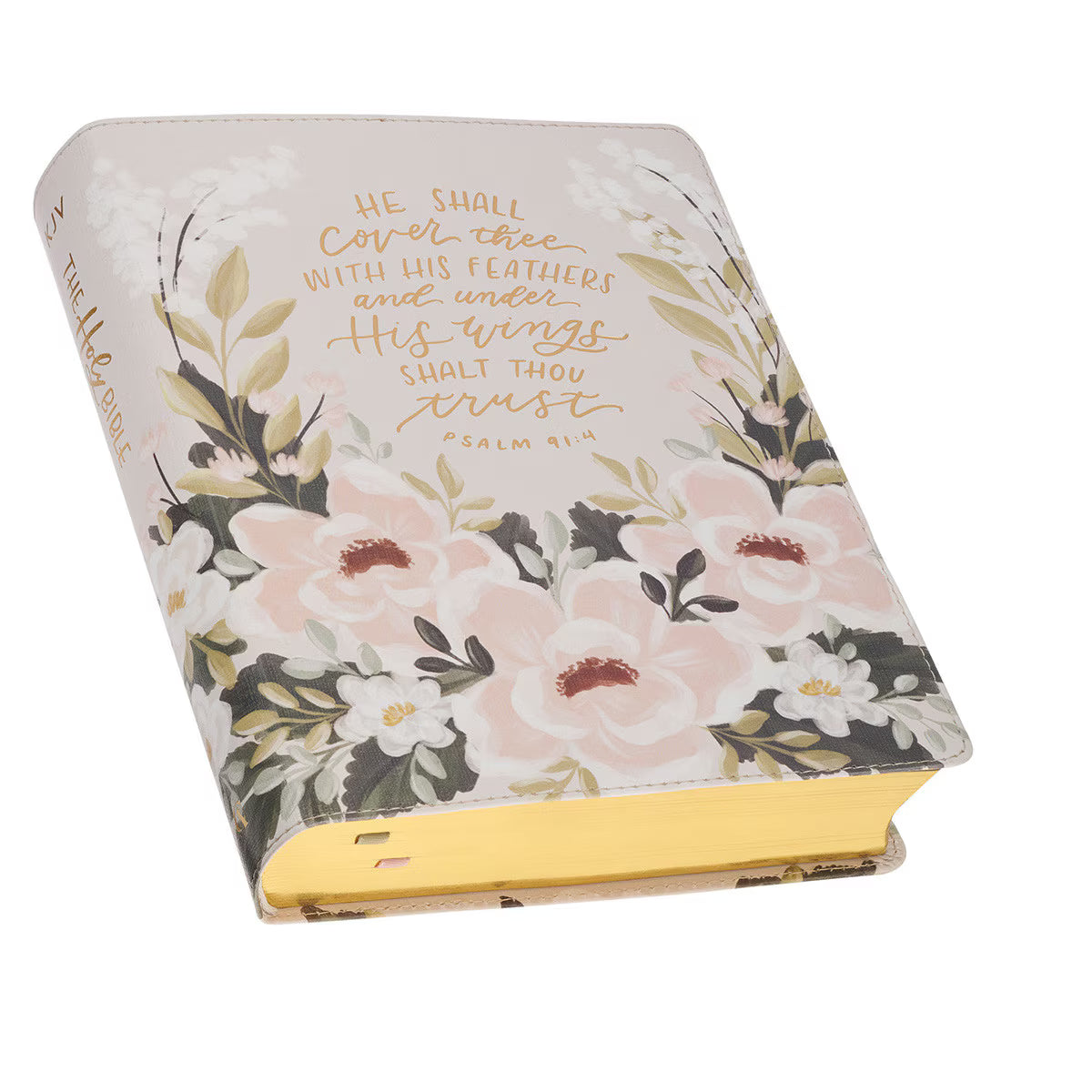Cream Floral Faux Leather KJV Notetaking Bible
