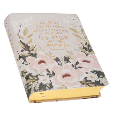 Cream Floral Faux Leather KJV Notetaking Bible