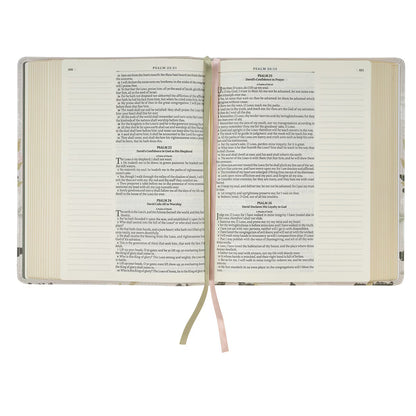 Cream Floral Faux Leather KJV Notetaking Bible