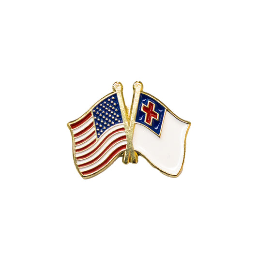 Gold American & Christian Flag Lapel Pin