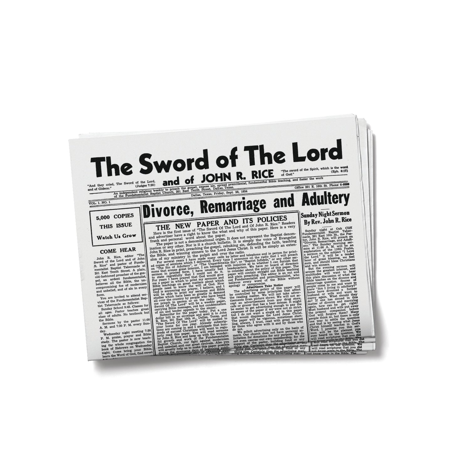 1934 Sword Newspaper Replica