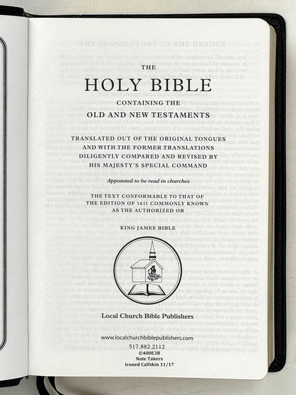 Black Ironed Calfskin Leather Note Takers Bible