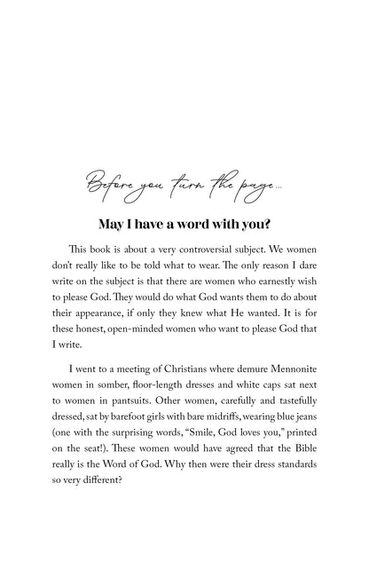 Your Clothes Say It for You: Scriptural Guidelines Concerning a Woman's Wardrobe