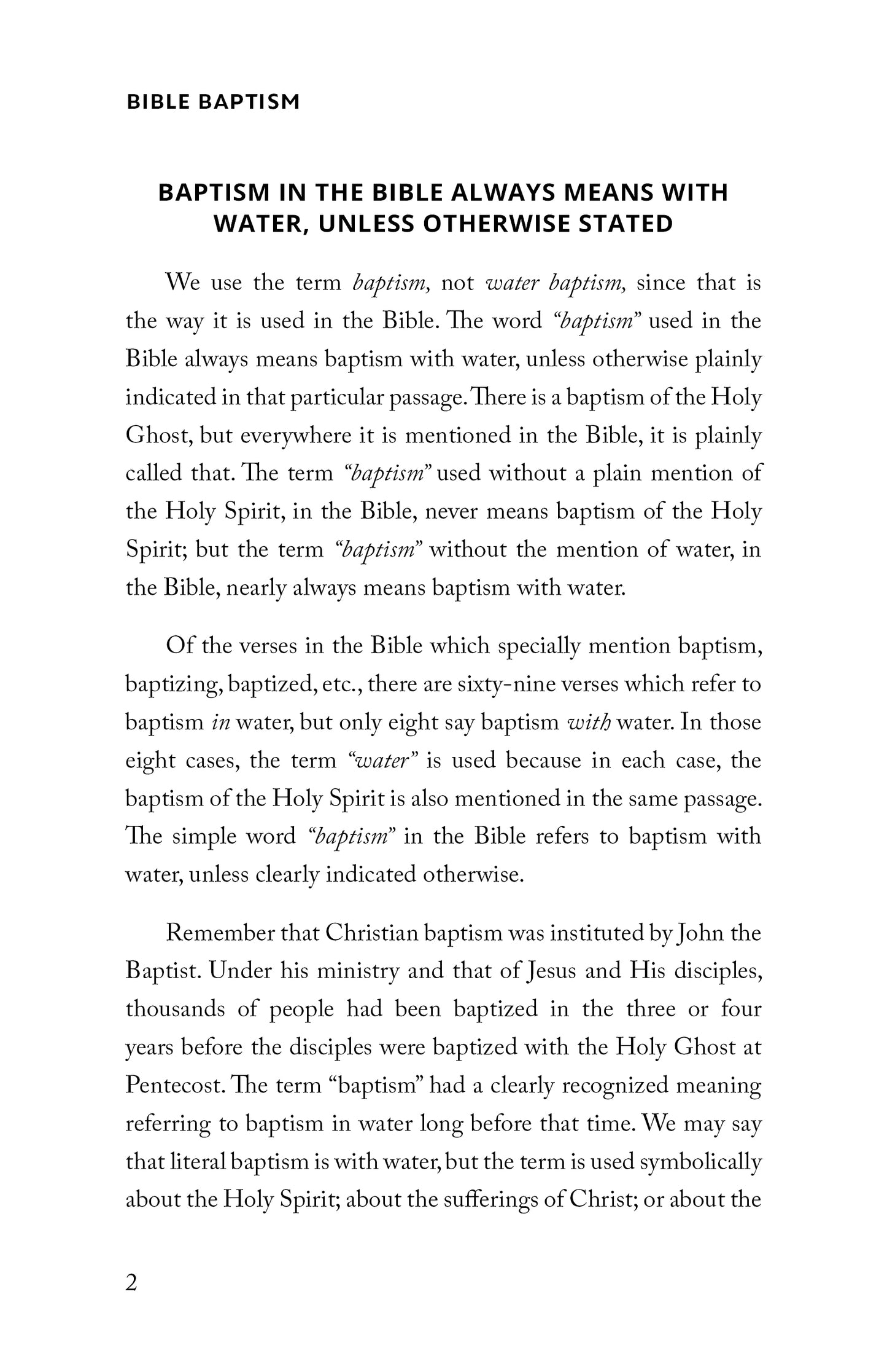 Bible Baptism: A Concise, Comprehensive Study of Baptism From a Biblical Perspective
