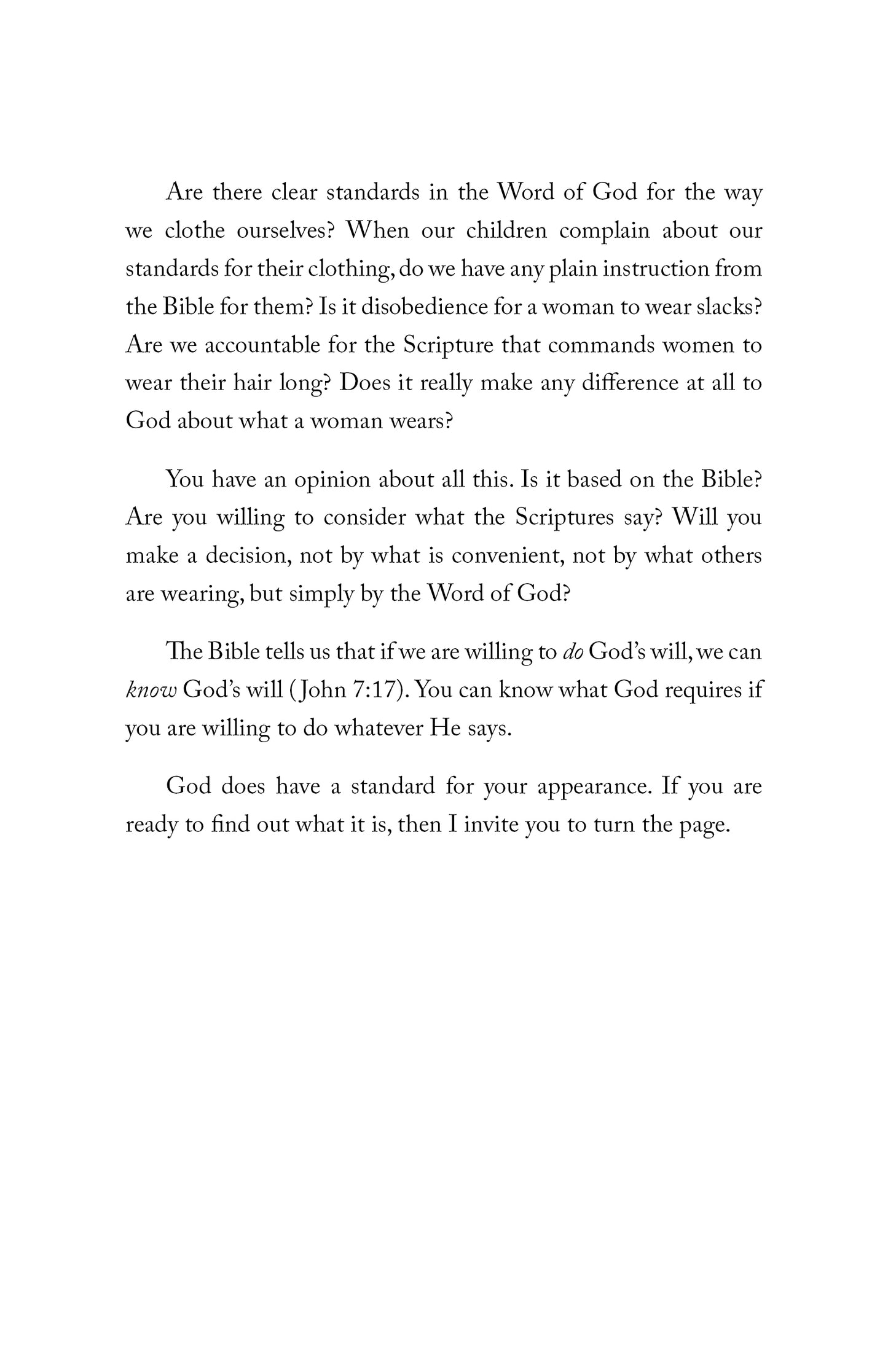 Your Clothes Say It for You: Scriptural Guidelines Concerning a Woman's Wardrobe