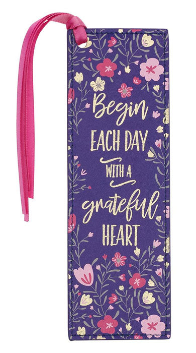 Grateful Heart Faux Leather Bookmark