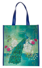 Load image into Gallery viewer, Blessed Teal Peacock Tote Bag
