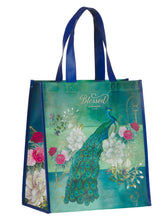 Load image into Gallery viewer, Blessed Teal Peacock Tote Bag
