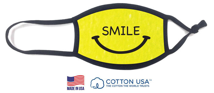 Smile Neon Yellow Kids Fabric Face Mask