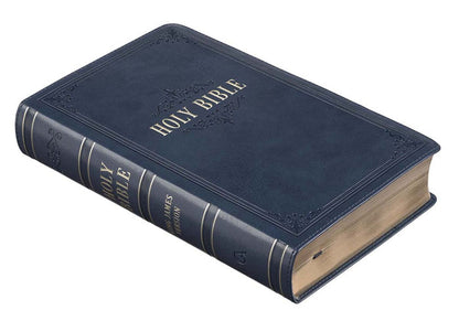 Giant Print Dark Blue Faux Leather Bible