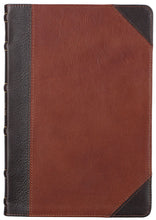 Load image into Gallery viewer, Full Grain Leather Large Print Thinline Bible Brown &amp; Caramel
