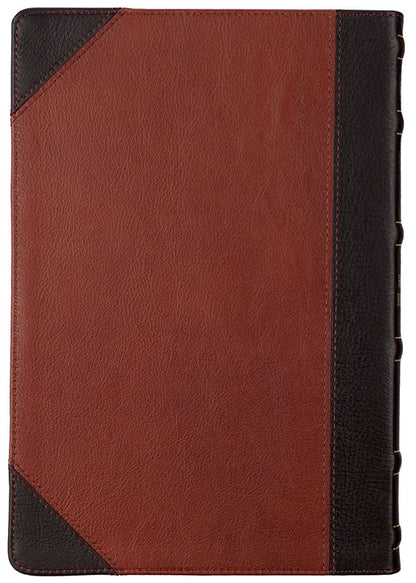 Full Grain Leather Large Print Thinline Bible Brown & Caramel