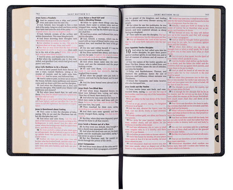 Full Grain Leather Large Print Thinline Bible Black