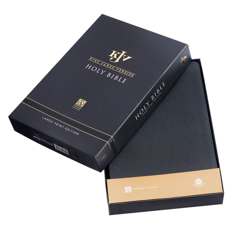 Full Grain Leather Large Print Thinline Bible Black