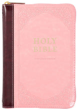 Load image into Gallery viewer, Compact Burgundy Pink Floral Zippered Bible
