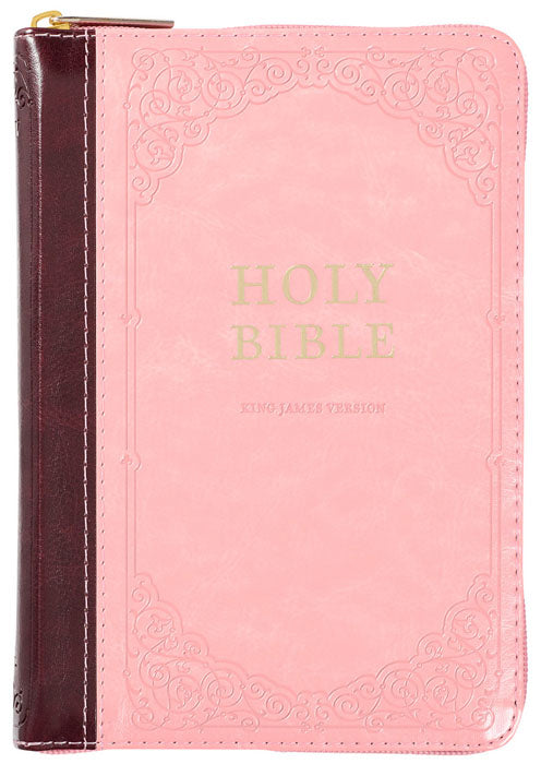 French large print Bible burgundy bonded leather with zipper