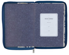 Load image into Gallery viewer, Blue Pearlized Large Print Thinline Bible w/ Zipper

